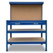 3-Layered Work Bench Garage Storage Table Tool Shop Shelf Blue