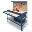 3-Layered Work Bench Garage Storage Table Tool Shop Shelf Blue