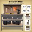 3-Layered Work Bench Garage Storage Table Tool Shop Shelf Silver