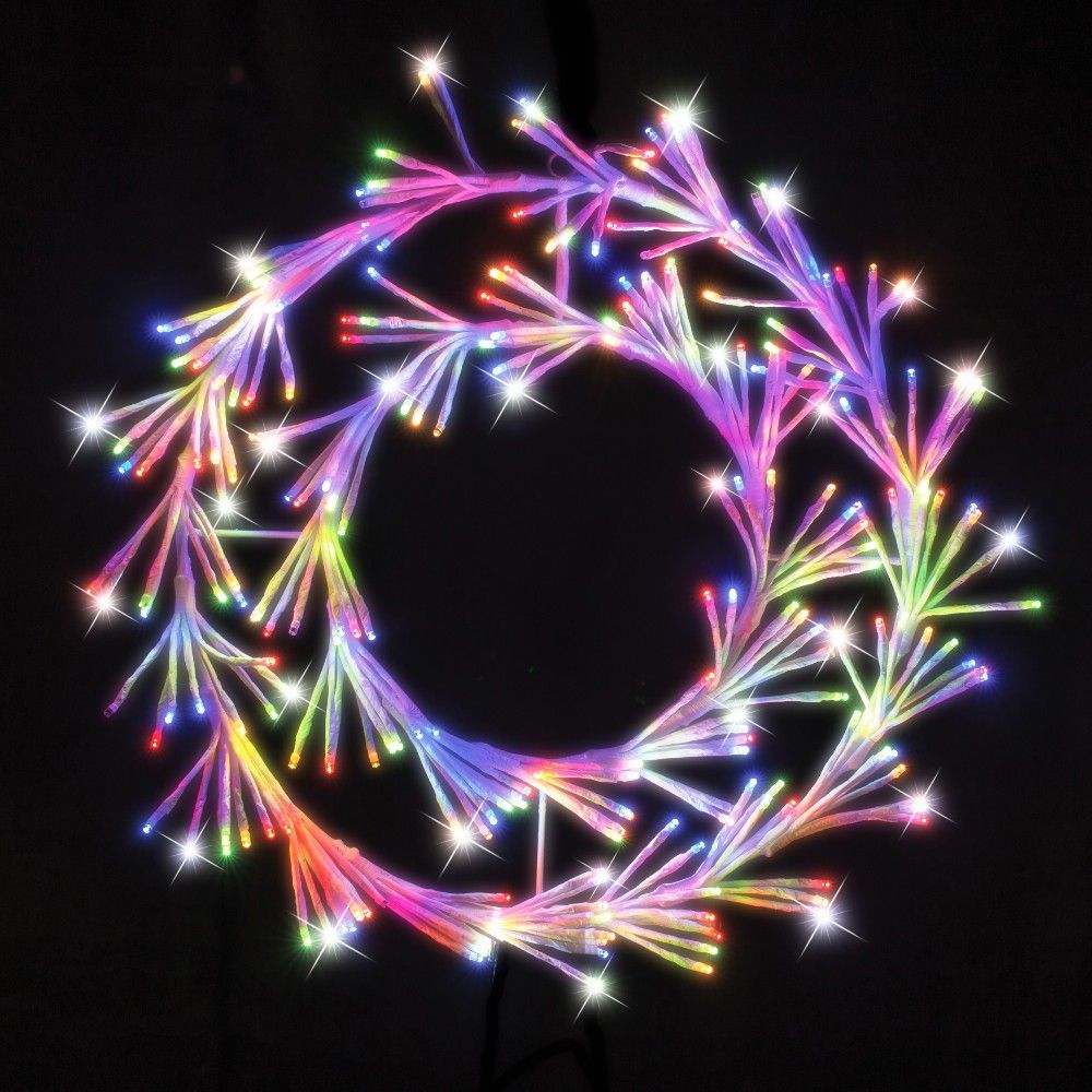 Stockholm Christmas Lights LED Cluster Wreath 45cm Twinkle 256 Multi Colour