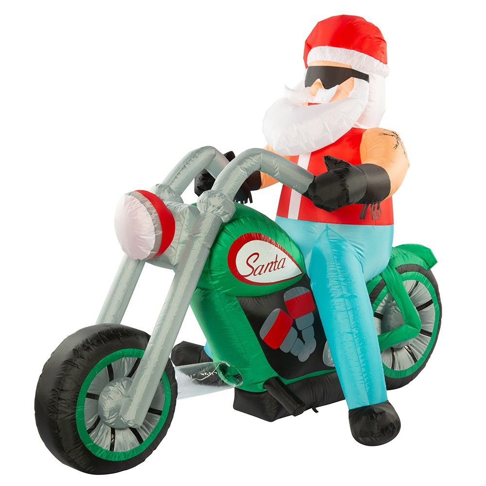 Stockholm Christmas Inflatables Airpower Santa Bike 1.8m White LEDs Effect