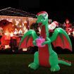 Stockholm Christmas Inflatables Airpower Santa on Dragon 2.7m White LEDs Garden