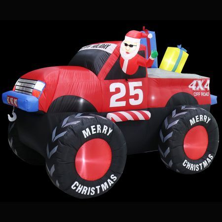 Stockholm Christmas Inflatables Airpower Santa 4x4 Big Wheels White LEDs