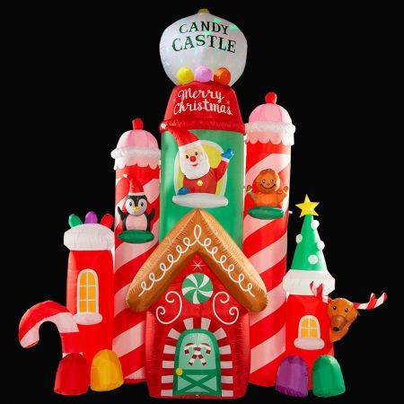 Stockholm Christmas Inflatables Airpower Candy Castle 3m Red Green Blue LED