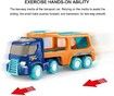 Transport Car Carrier Truck Toy with 4 Cute Pull Back Truck, Colorful Assorted Vehicles Playset for Boys Toddler