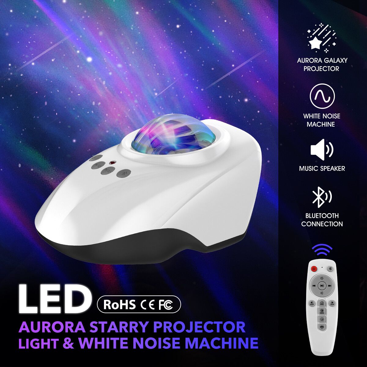 Nightlight Projector Galaxy Aurora Starry Light White Noise Machine LED Party Supply Birthday Decoration