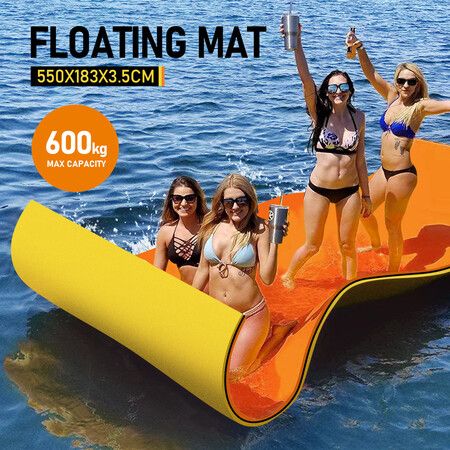 Water Floating Mat Foam Pad Lounge for Boat Pool Lake 550x183x3.5CM Orange Black Yellow