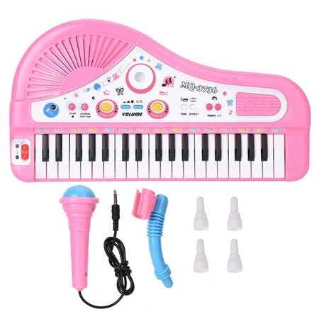 2021 Newest Pink 37-key keyboard with Microphone Musical Digital Electronic chargeable Baby piano Music Learning Educational Kids Toys