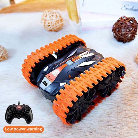 2022 Amphibious Remote Control Road Truck Stunt Car Waterproof RC Car for Birthday Christmas Gifts Water Beach Pool Toy Orange