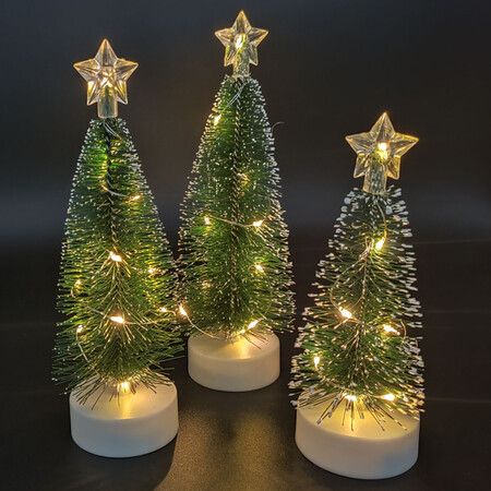 Ornaments Lights LED Home Decoratio Christmas Tree Decorate Desktop Color Party Gift Mini Festival Supplies Small Pine Trees (3 packs)
