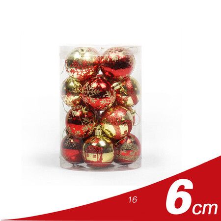 6CM 16Pcs Christmas Ball Holiday Wedding Party Ornaments Col Red Gold