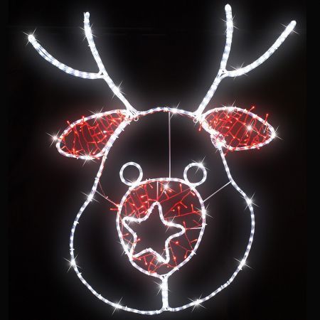 Stockholm Christmas Lights Motif LED Ropelight Reindeer Head Red White LEDs