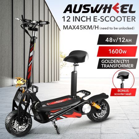 Auswheel 1800w E-scooter Foldable Scooter Bike Electric Commuting Vehicle with Seat Disc Brake 45km/h