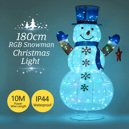 1.8m 3D Snowman Christmas Light RGB LED Fairy Xmas Home Yard Decoration with Remote Colour Changing