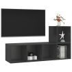 2 Piece TV Cabinet Set Grey Chipboard