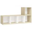 2 Piece TV Cabinet Set White and Sonoma Oak Chipboard