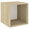 2 Piece TV Cabinet Set White and Sonoma Oak Chipboard