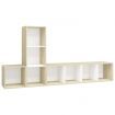3 Piece TV Cabinet Set White and Sonoma Oak Chipboard
