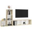 3 Piece TV Cabinet Set White and Sonoma Oak Chipboard