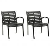 Garden Chairs 2 pcs Steel and WPC Black