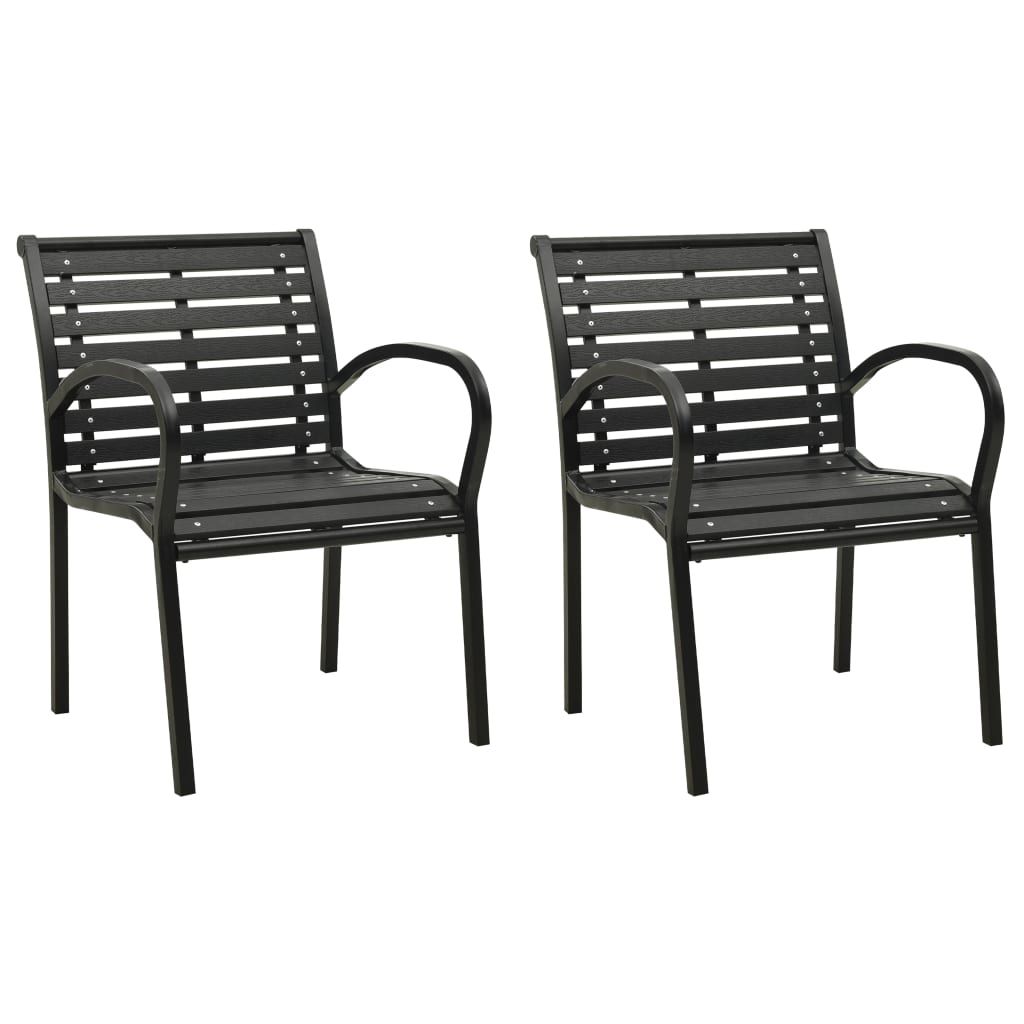 Garden Chairs 2 pcs Steel and WPC Black