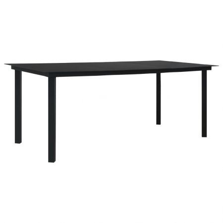 Garden Dining Table Black 190x90x74 cm Steel and Glass