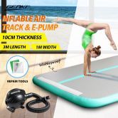 Inflatable Airtrack Air Track Gymnastics Mat Tumbling with Electric Pump 3x1x0.1m Green