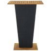 Bar Table Black 80x80x110 cm Poly Rattan and Solid Acacia Wood