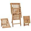 Garden Deck Chair with Footrest and Table Solid Teak Wood