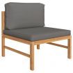 2 Piece Garden Lounge Set with Dark Grey Cushions Teak Wood