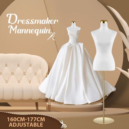 Female Mannequin Torso Display Stand Manikin Dress Form Dressmakers Sewing Fashion Tripod Base 160-177CM White