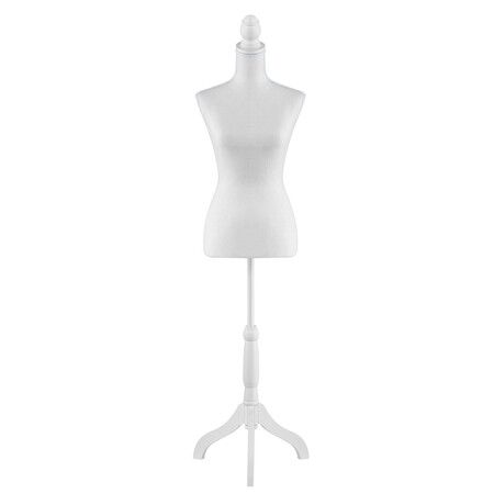 White Female Tailors Mannequin Display Bust Dummy FOR Dressmakers Fashion Students With A White Wood Tripod Base Size 46/48 UK 18/20 