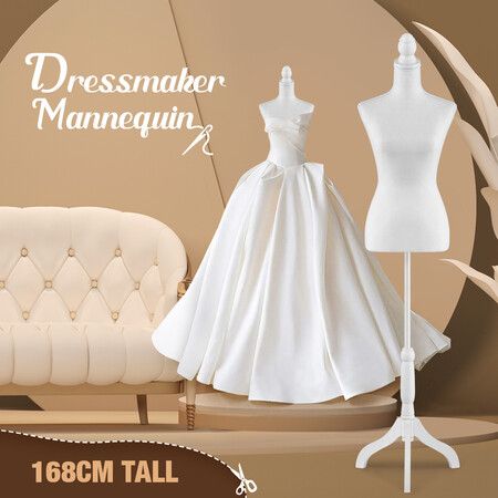 Female Mannequin Dummy Display Stand Dressmakers Manikin Dress Form Torso Tripod Base 147-168CM White