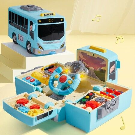 Bus Car Aircraft Deformation Parking Lot Flight Simulation Steering Wheel Electric Toy 3-6 Years Old