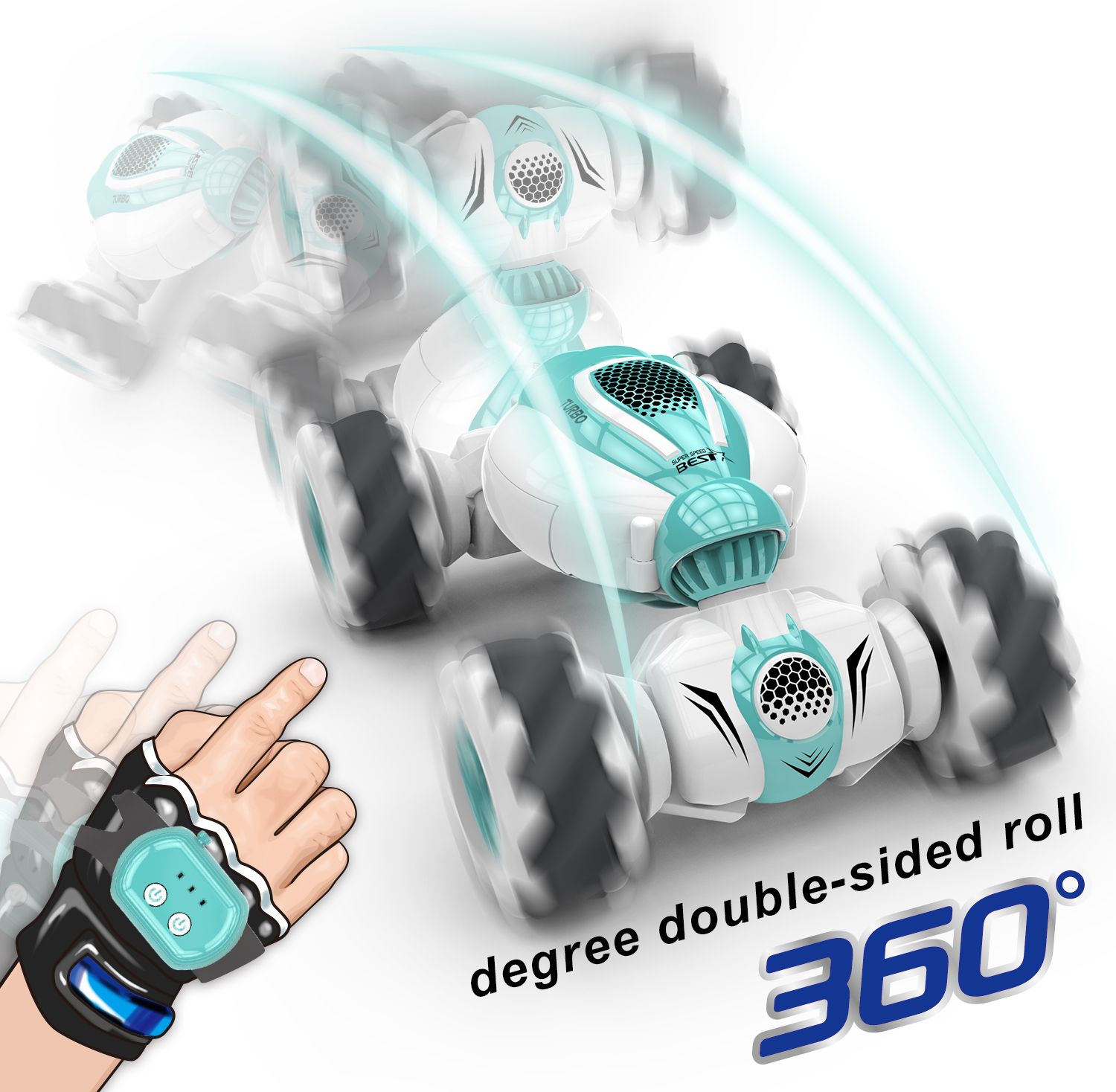 RC Stunt Car for Boys Girls USB Rechargeable Gesture Control Car with Lights Two Sided 360°Rotate Tumble Vehicle Global-Store Gesture Sensing Remote Control Car 2.4 GHZ RC Cars 