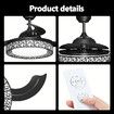 42 Inch Ceiling Modern Fan with LED Lights Remote Control 3 Blades 3 Speed Timer Black