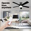 48 Inch Ceiling Fan with LED Lights Remote Control Electric Cooling 5 Blades 3 Speed Timer Black and walnut