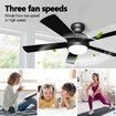 48 Inch Ceiling Fan with LED Lights Remote Control Electric Cooling 5 Blades 3 Speed Timer Black and walnut