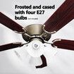 52 Inch Ceiling Cooling Fan with Lights Remote Control 4 Blades 3 Speed Timer Brown