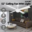 52 Inch Ceiling Cooling Fan with Lights and Remote LED Lamp 4 Blades 3 Speed Timer White
