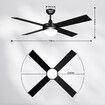 52 Inch Ceiling Cooling Fan with LED Lights and Remote Black 4 Blades 3 Speed Timing