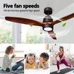 52 Inch Ceiling Cooling Fan with LED Lights Remote Control 3 Blades 5 Speed Timer Brown