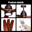 52 Inch Ceiling Cooling Fan with LED Lights Remote Control 3 Blades 5 Speed Timer Brown