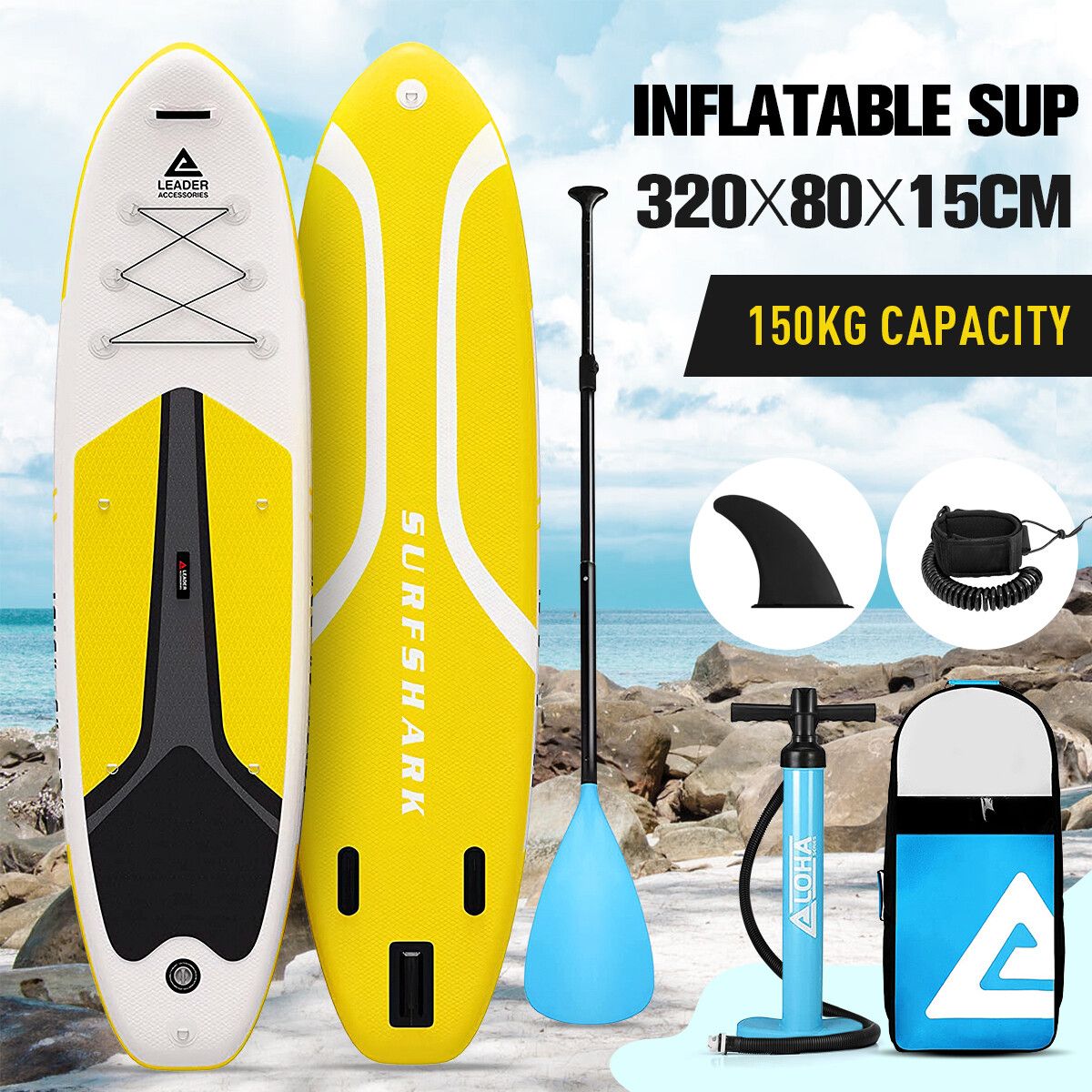 Stand Up Paddle Board Inflatable SUP Surfboard with Paddle Backpack Leash Pump