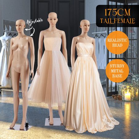 Female Mannequin Full Body Manikin Torso Display Stand Dress Form 175CM Adjustable Detachable Skin Tone