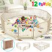 Kidbot Wooden Playpen Outdoor Playard Foldable Fence Kids Activity Centre 12 Panel 