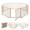 Kidbot Wooden Playpen Kids Activity Centre Foldable Fence Outdoor Playard 8 Panel 