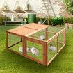 Petscene Foldable Wooden Chicken Coop Cage Backyard Rabbit Hutch Poultry House Run