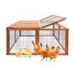 Petscene Foldable Wooden Chicken Coop Cage Backyard Rabbit Hutch Poultry House Run