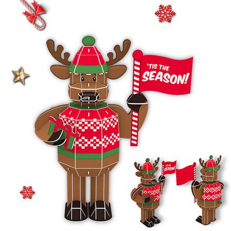50pcs 3D Puzzle Reindeer Building Model Kit Christmas Decor Gifts Assemble Size 31x17x36.5cm